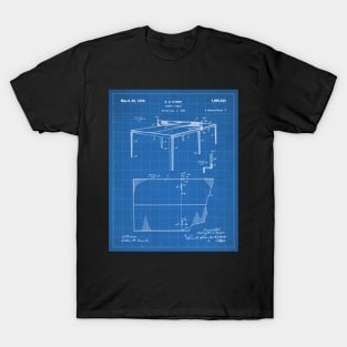 Table Tennis Patent - Ping Pong Fan Tennis Player Art - Blueprint T-Shirt